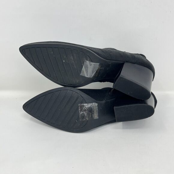 Qupid Chunky Block Heels Black Pointed Toe Casual Boots Women's Size 7.5 - Picture 9 of 10